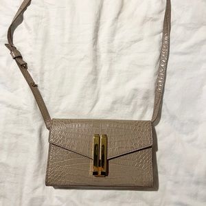 Demellier Tan Croc Crossbody Purse